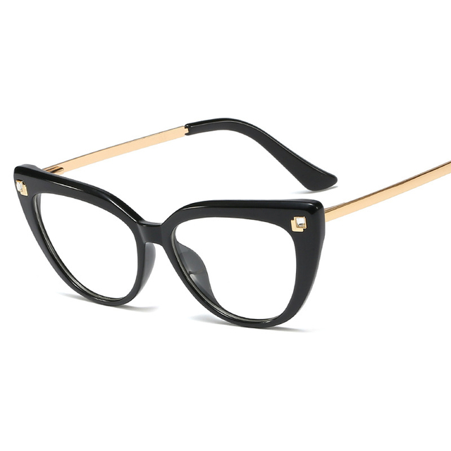 Personalized rivet diamond inlaid flat glasses TR90 metal spectacle frame Women Optical Eyeglasses