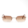 Rectangle sunglasses rimless small glasses women metal gold polygon purple brown pink sunglasses