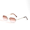 Rectangle sunglasses rimless small glasses women metal gold polygon purple brown pink sunglasses